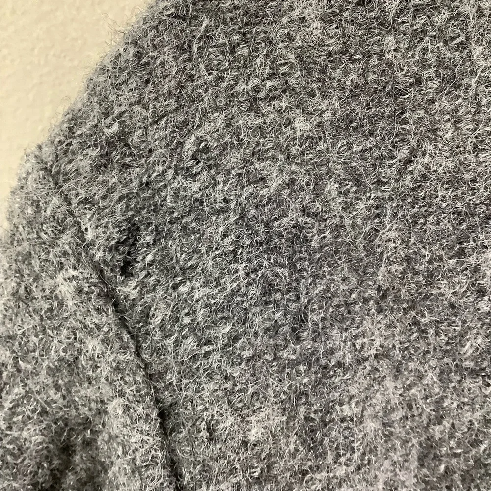 Laura Leigh Ltd. Grey Boiled Wool Zip Up Sweater Snowflakes
